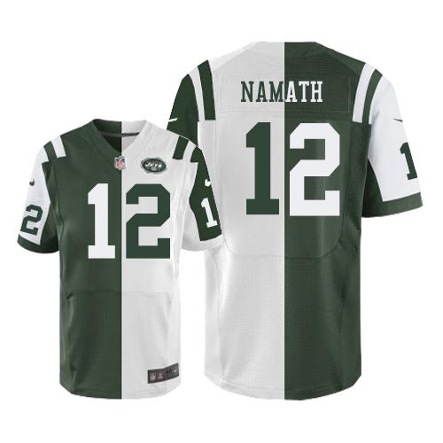 Nike Jets #12 Joe Namath Green/White Men's Stitched NFL Elite Split Jersey - Click Image to Close
